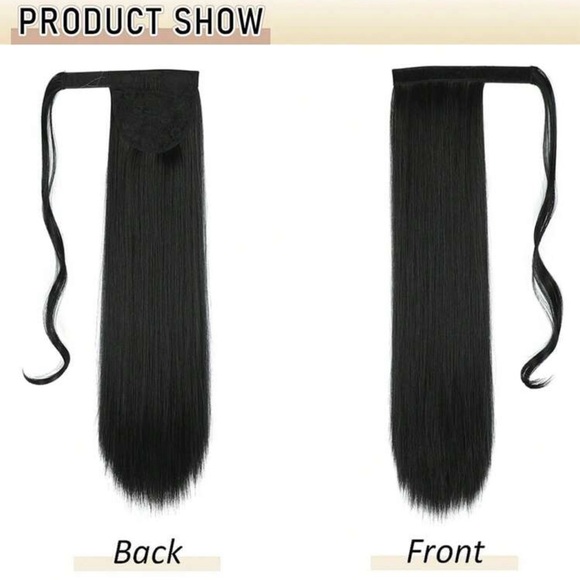 22 Inches Black Long Synthetic Wrapped Ponytail Extension - Picture 5 of 6